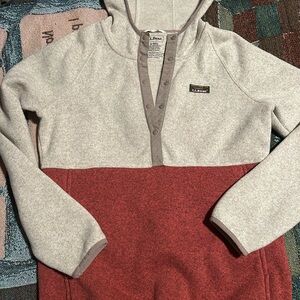 L.L. Bean cream and burnt orange Pullover Hoodie